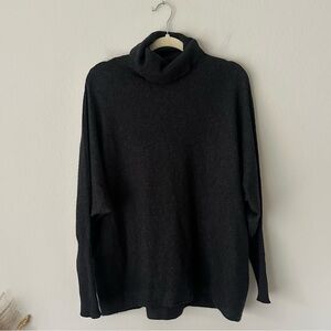 Joie Wool Cashmere Blend Oversized Turtleneck Sweater in Charcoal Grey Large